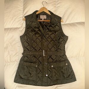 Banana Republic Equestrian Style Quilted Vest-Olive Green